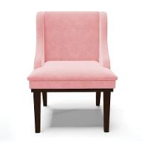 Kit 06 Cadeiras De Jantar Suede Rosa Bebê Base Madeira - 2