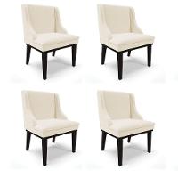 Kit 04 Cadeiras De Jantar Liz Base Madeira Preto A19 Bege - 1