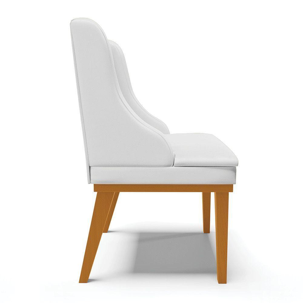 Kit 04 Cadeiras De Jantar Branco Base Madeira Castanho - 6