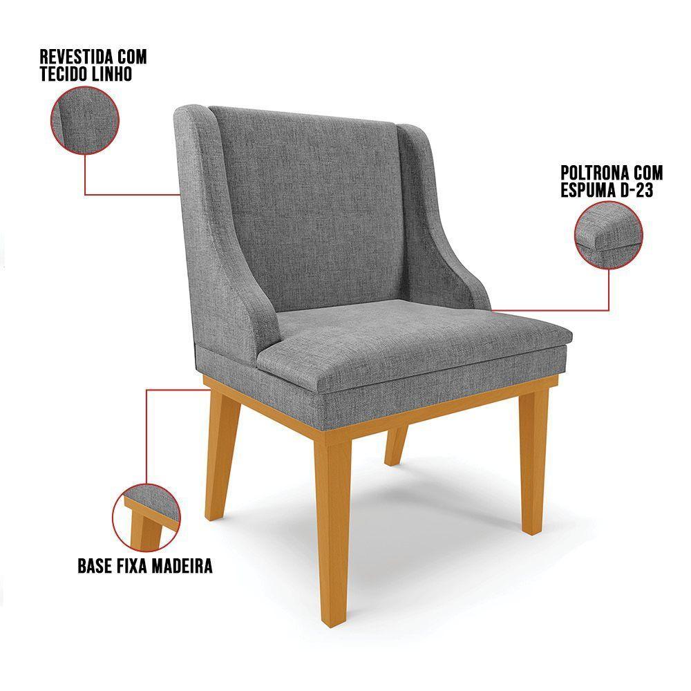 Kit 06 Cadeiras De Jantar Base Madeira Castanho A26 Grafite - 3