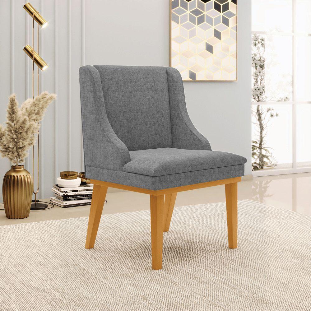 Kit 10 Cadeiras De Jantar Base Madeira Castanho A26 Grafite - 8