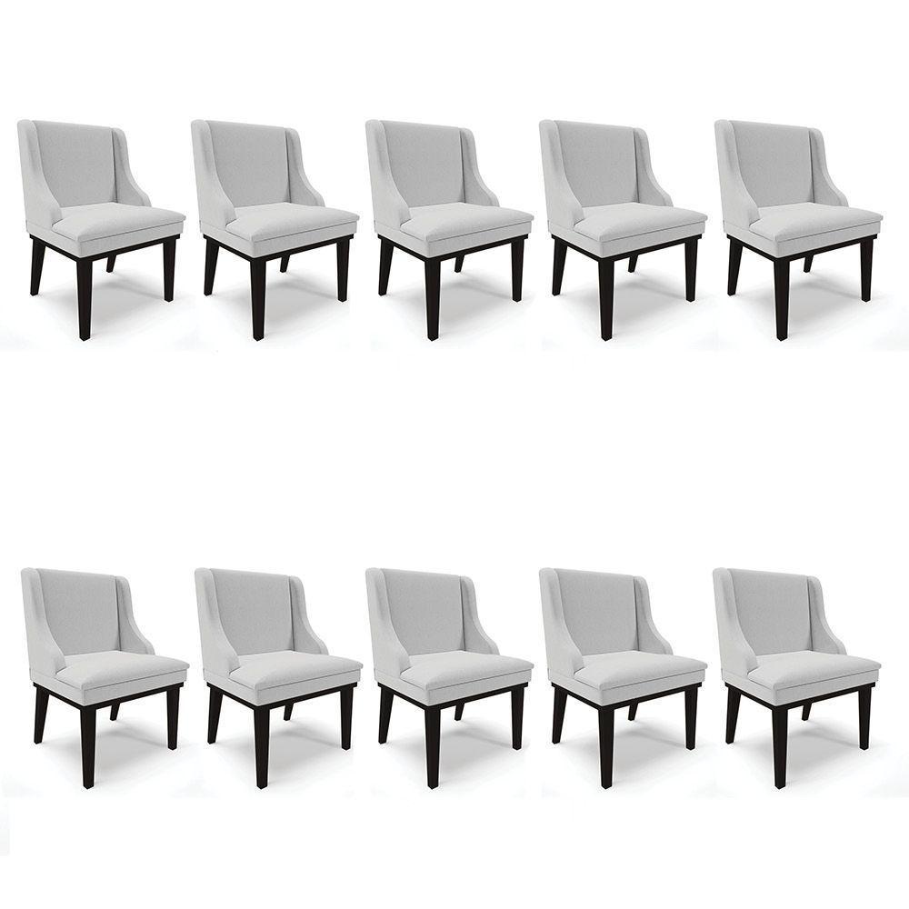 Kit 10 Cadeiras De Jantar Liz Base Madeira Preto A05 Cinza - 1