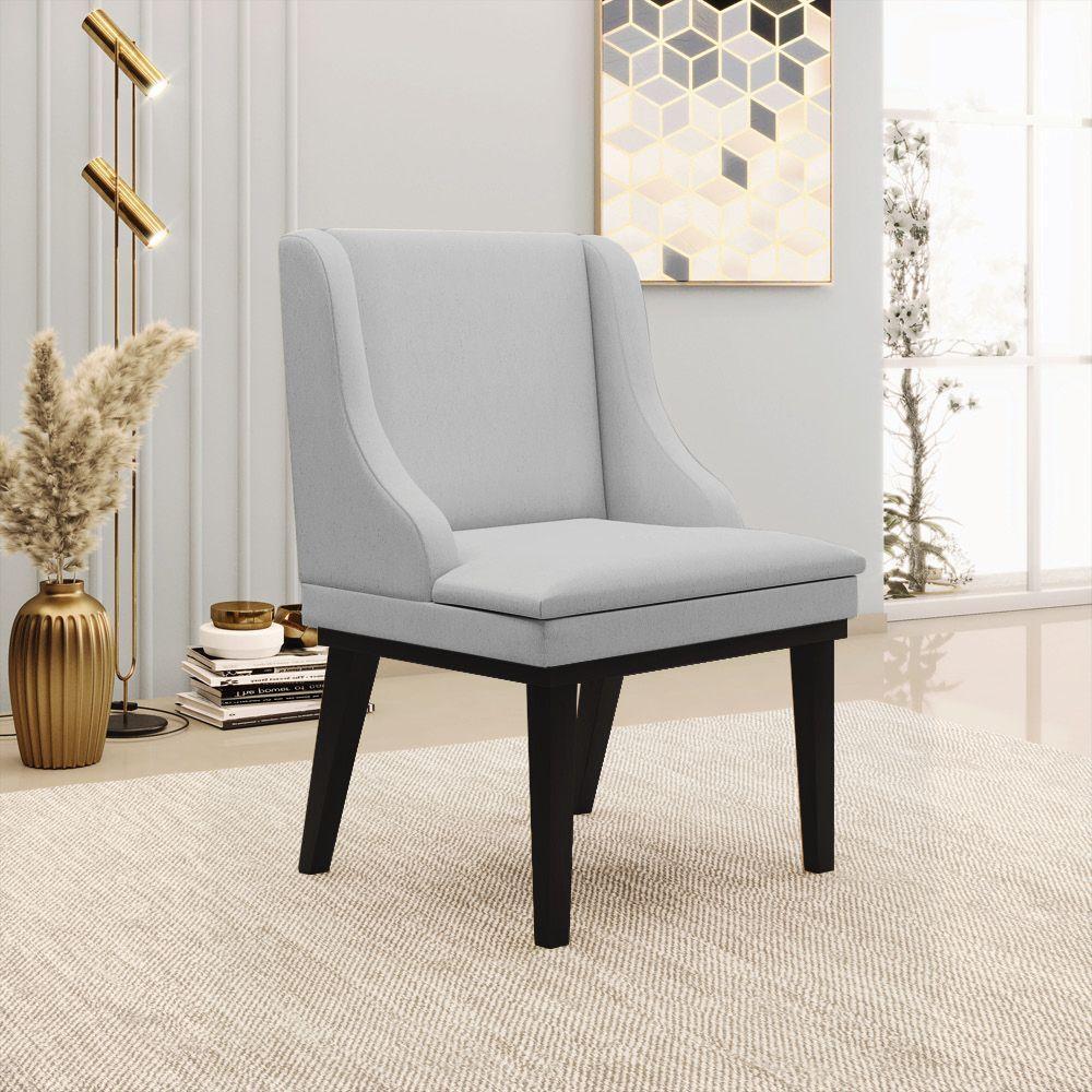 Kit 10 Cadeiras De Jantar Liz Base Madeira Preto A05 Cinza - 8