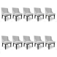 Kit 10 Cadeiras De Jantar Liz Cinza A05 Base Madeira Preto - 1