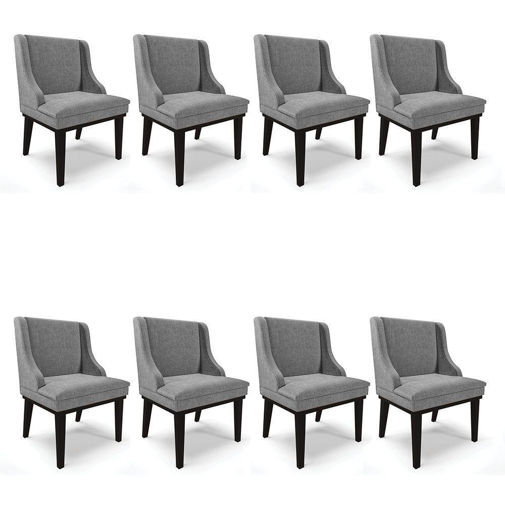 Kit 08 Cadeiras De Jantar Base Madeira Preto A26 Grafite - 1