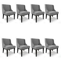 Kit 08 Cadeiras De Jantar Base Madeira Preto A26 Grafite - 1