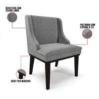 Kit 08 Cadeiras De Jantar Base Madeira Preto A26 Grafite