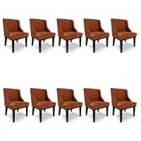 Kit 10 Cadeiras De Jantar Base Fixa Madeira Preto Cor Nozes - 1