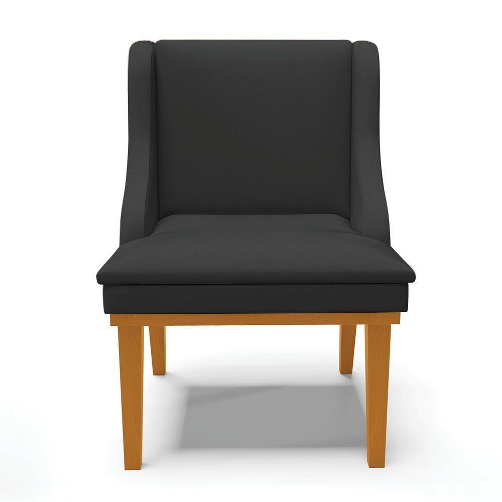 Kit 04 Cadeiras De Jantar Preto Base Madeira Castanho - 7