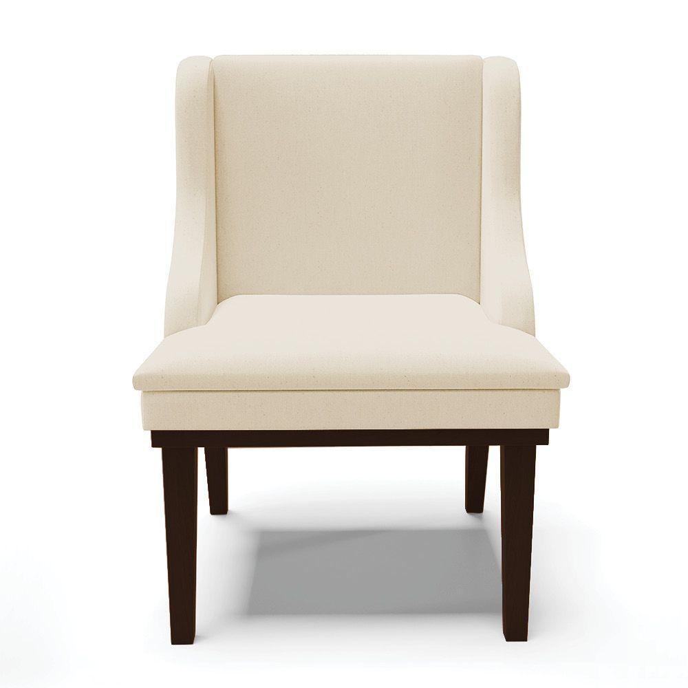 Kit 04 Cadeiras De Jantar Linho Base Madeira Cor Bege - 5