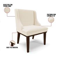 Kit 04 Cadeiras De Jantar Linho Base Madeira Cor Bege - 3