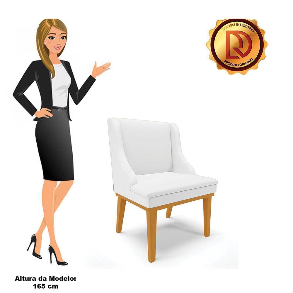 Kit 08 Cadeiras De Jantar Branco Base Madeira Castanho - 3