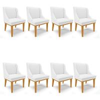 Kit 08 Cadeiras De Jantar Branco Base Madeira Castanho - 1