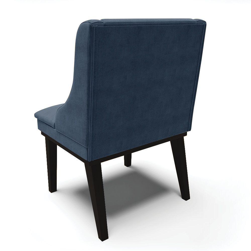 Kit 08 Cadeiras De Jantar Suede Azul Marinho Base Madeira - 5