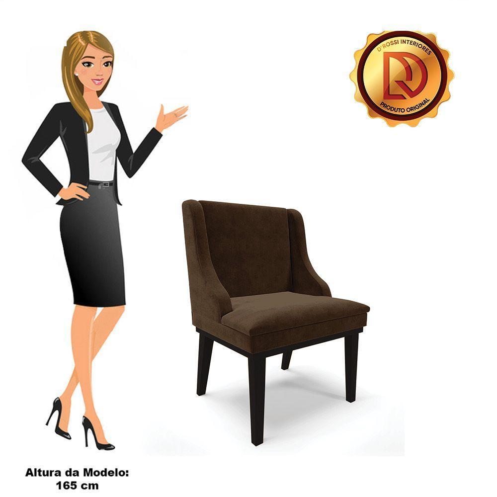Kit 04 Cadeiras De Jantar Suede Marrom Base Madeira - 3