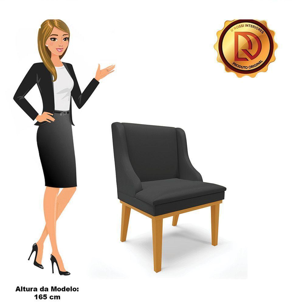 Kit 10 Cadeiras De Jantar Preto Base Madeira Castanho - 3