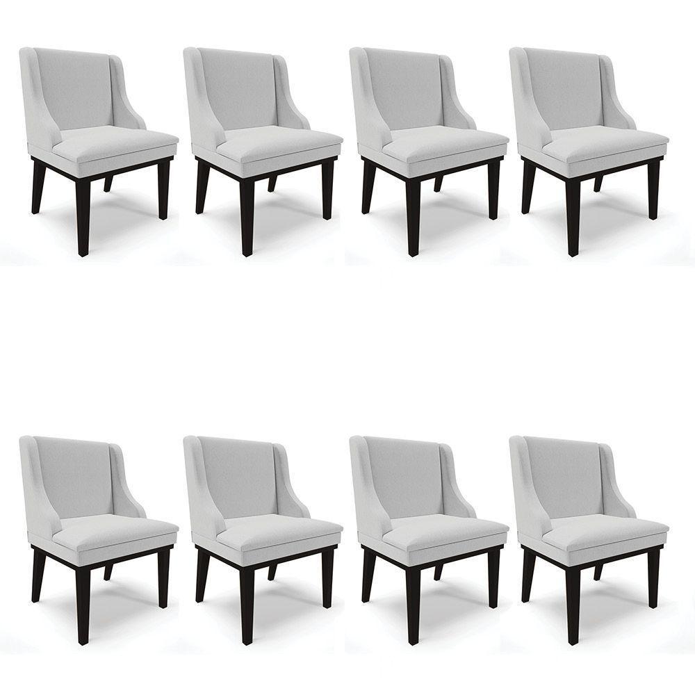 Kit 08 Cadeiras De Jantar Liz Cinza A05 Base Madeira Preto - 1