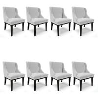 Kit 08 Cadeiras De Jantar Liz Cinza A05 Base Madeira Preto - 1