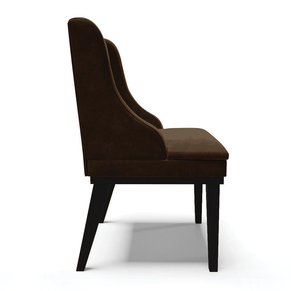 Kit 10 Cadeiras De Jantar Suede Marrom Base Madeira - 6