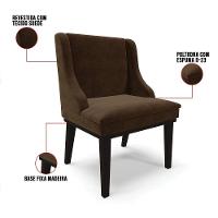 Kit 10 Cadeiras De Jantar Suede Marrom Base Madeira