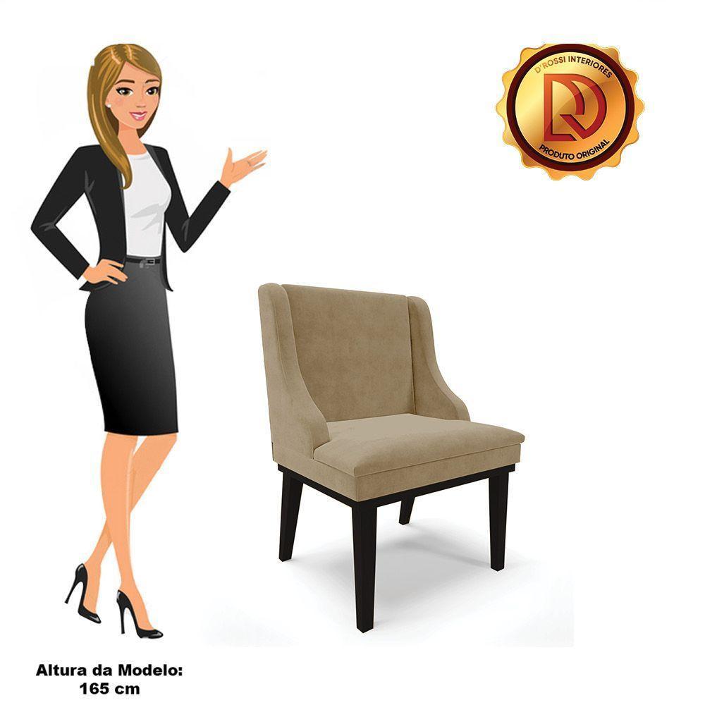 Kit 02 Cadeiras De Jantar Suede Marrom Rato Base Madeira - 3