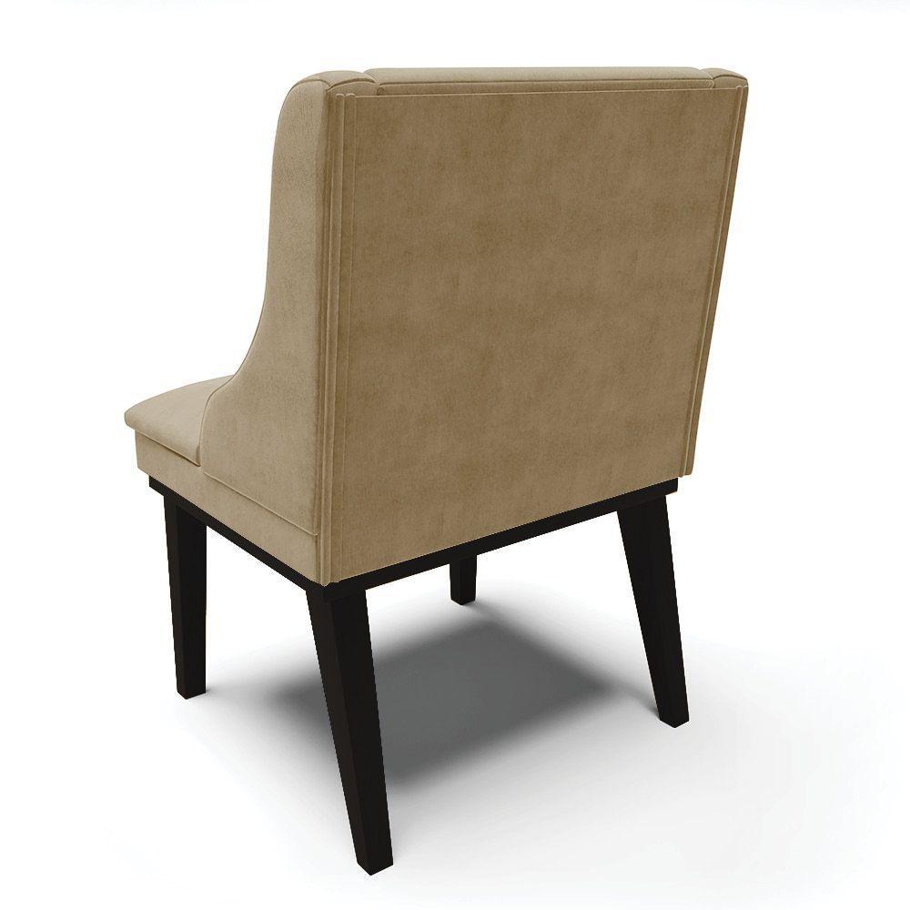 Kit 02 Cadeiras De Jantar Suede Marrom Rato Base Madeira - 5