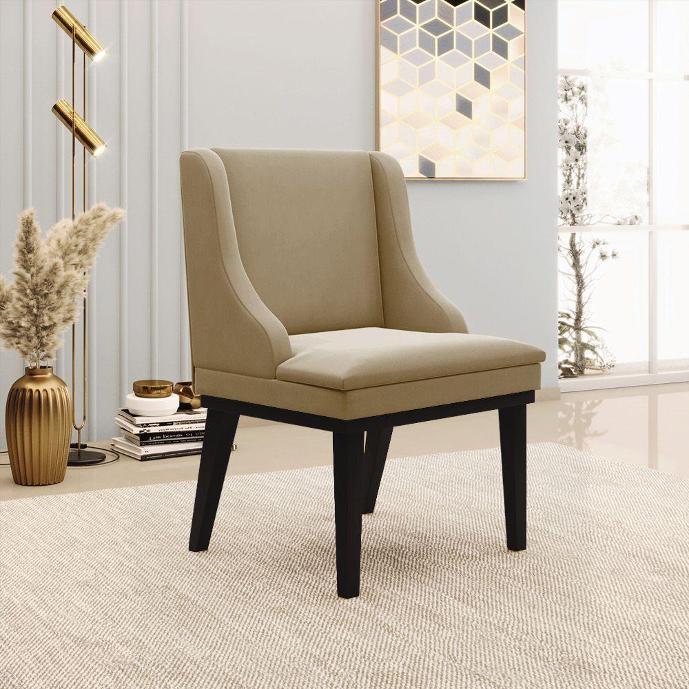 Kit 02 Cadeiras De Jantar Suede Marrom Rato Base Madeira - 8