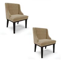 Kit 02 Cadeiras De Jantar Suede Marrom Rato Base Madeira - 1