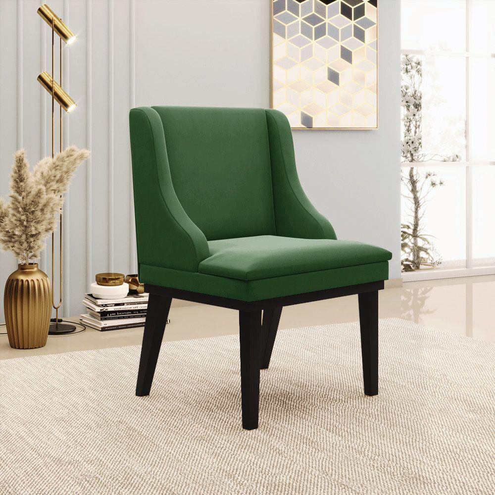 Kit 10 Cadeiras De Jantar Suede Verde Base Fixa Madeira - 8