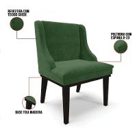 Kit 10 Cadeiras De Jantar Suede Verde Base Fixa Madeira