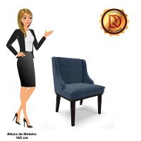 Kit 02 Cadeiras De Jantar Suede Azul Marinho Base Madeira - 3