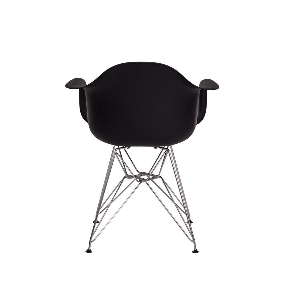 Kit 2 Cadeiras Eiffel Eames C/ Braço Base Cromada Preta - 3