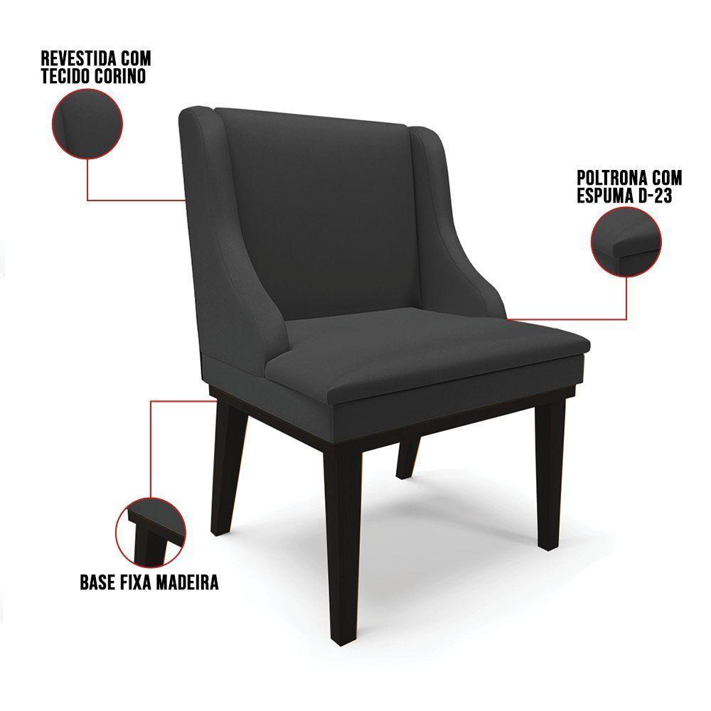 Kit 06 Cadeiras De Jantar Corino Base Madeira Preto Preto - 4
