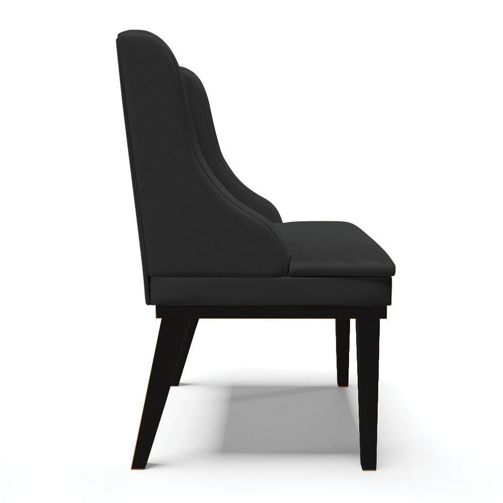 Kit 06 Cadeiras De Jantar Corino Base Madeira Preto Preto - 6