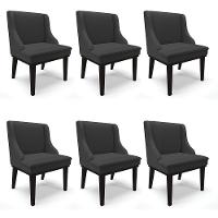 Kit 06 Cadeiras De Jantar Corino Base Madeira Preto Preto - 1