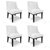 Kit 04 Cadeiras De Jantar Corano Branco Base Madeira - 1