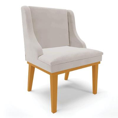 Cadeira De Jantar Veludo Base Fixa Madeira Castanho Cinza