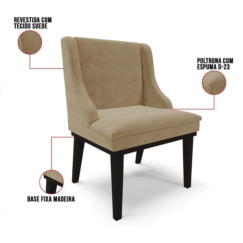 Kit 04 Cadeiras De Jantar Suede Marrom Rato Base Madeira - 4