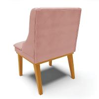 Cadeira De Jantar Veludo Base Fixa Madeira Castanho Cor Rose - 5