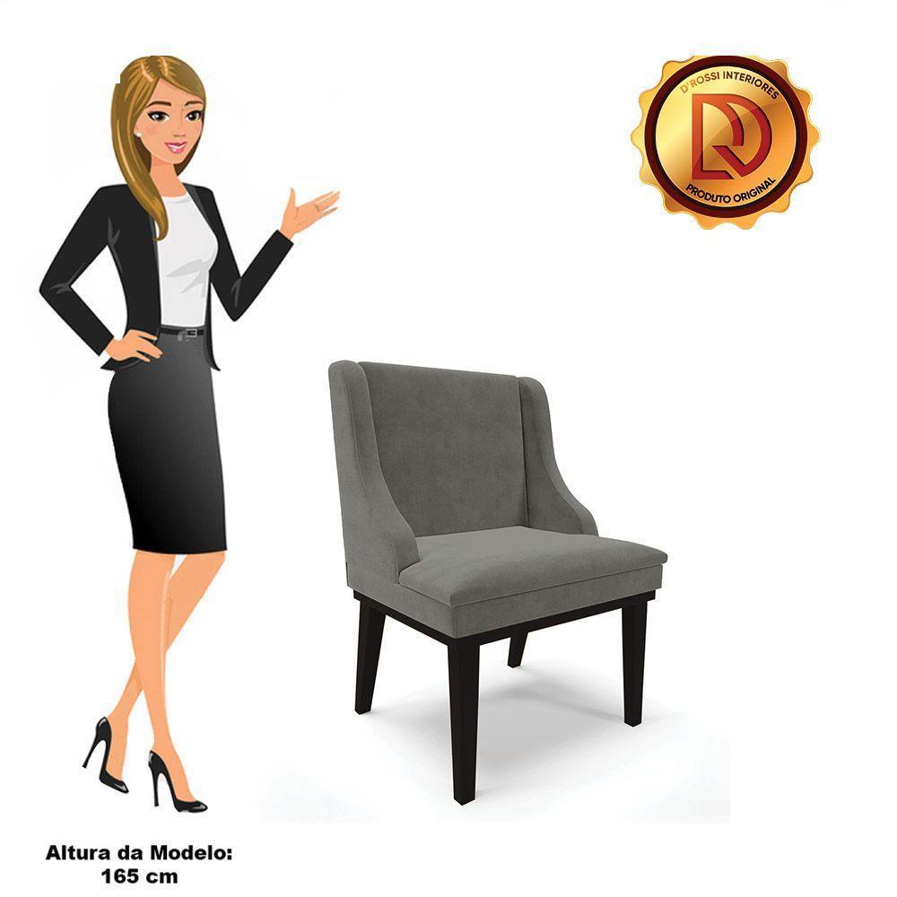 Kit 10 Cadeiras De Jantar Suede Grafite Base Madeira - 3