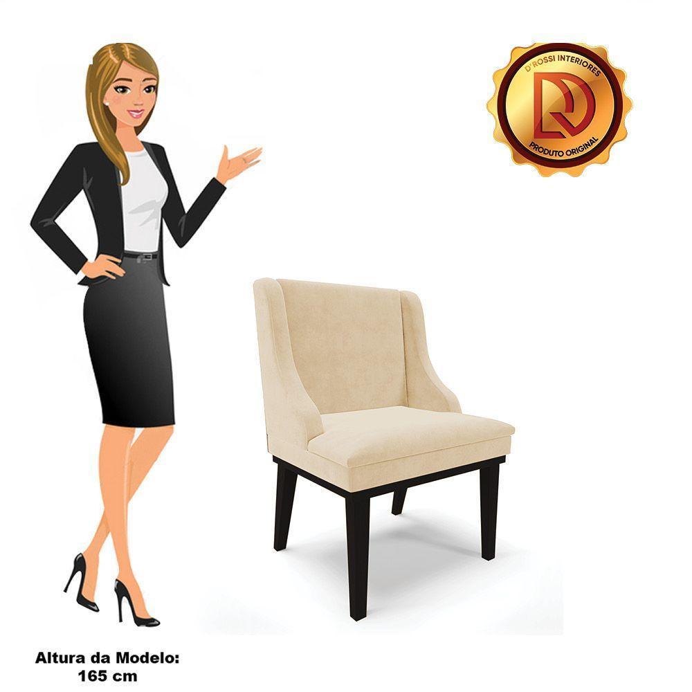 Kit 02 Cadeiras De Jantar Suede Bege Base Fixa Madeira - 3