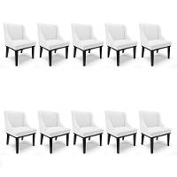Kit 10 Cadeiras De Jantar Corino Branco Base Madeira - 1