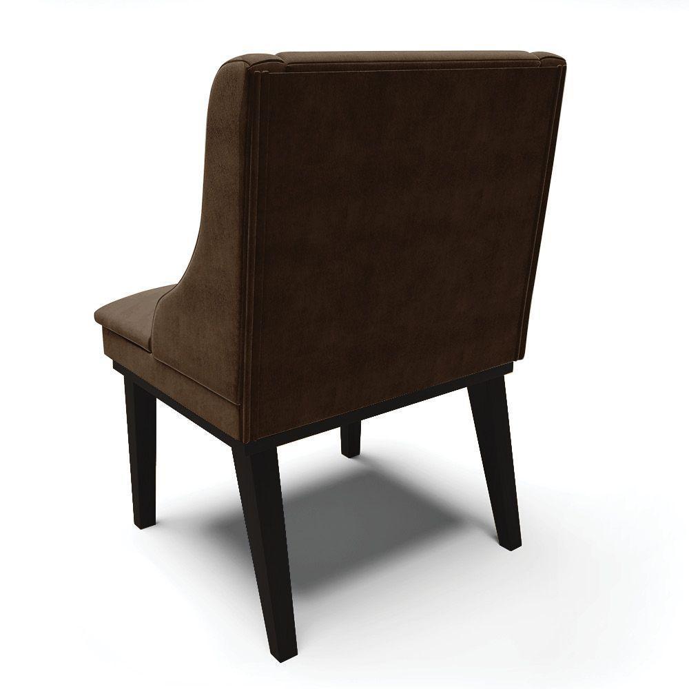 Kit 02 Cadeiras De Jantar Suede Marrom Base Madeira - 5