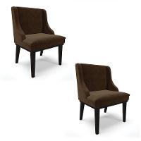 Kit 02 Cadeiras De Jantar Suede Marrom Base Madeira - 1