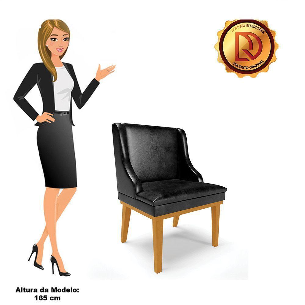 Kit 08 Cadeiras Corano Preto Base Fixa Madeira Castanho - 4