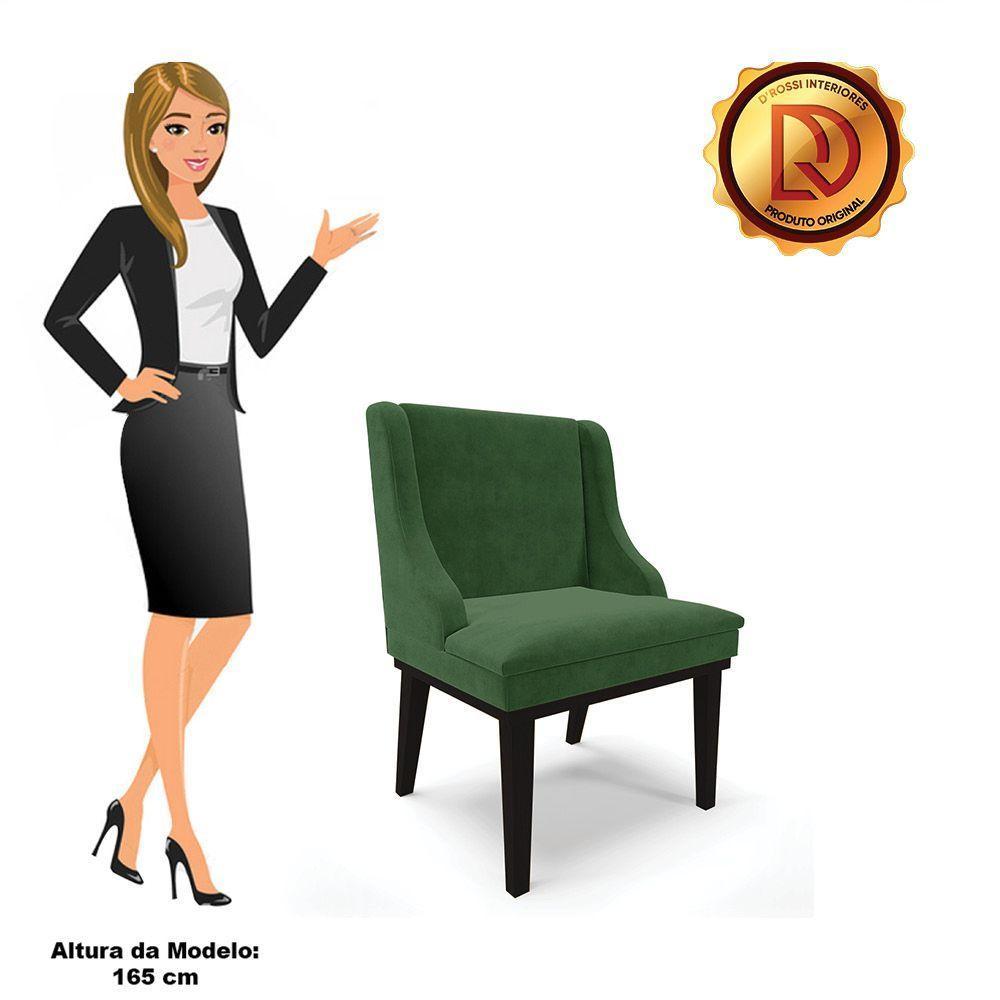 Kit 02 Cadeiras De Jantar Suede Verde Base Fixa Madeira - 3