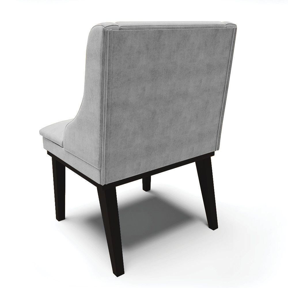 Kit 02 Cadeiras De Jantar Suede Cinza Base Fixa Madeira - 5