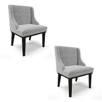 Kit 02 Cadeiras De Jantar Suede Cinza Base Fixa Madeira - 1