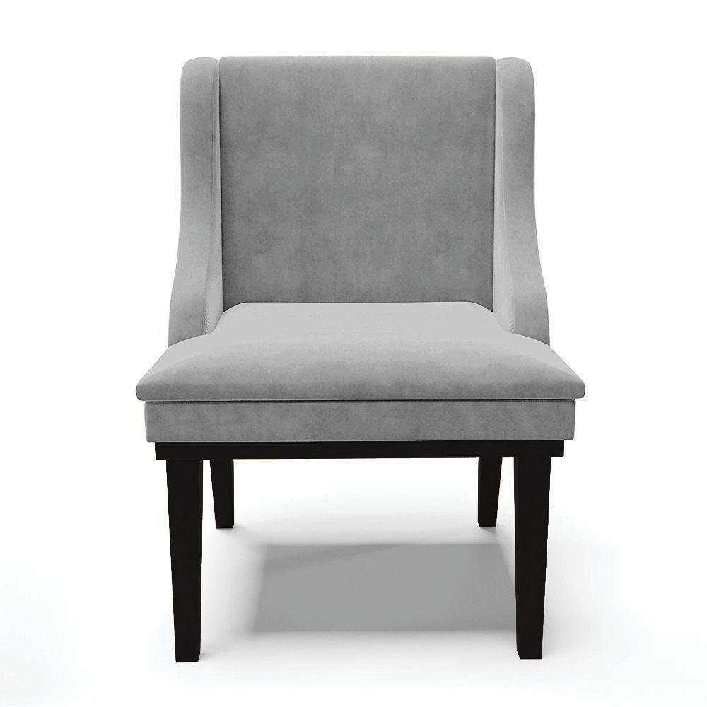 Kit 10 Cadeiras De Jantar Suede Cinza Base Fixa Madeira - 7