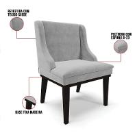 Kit 10 Cadeiras De Jantar Suede Cinza Base Fixa Madeira